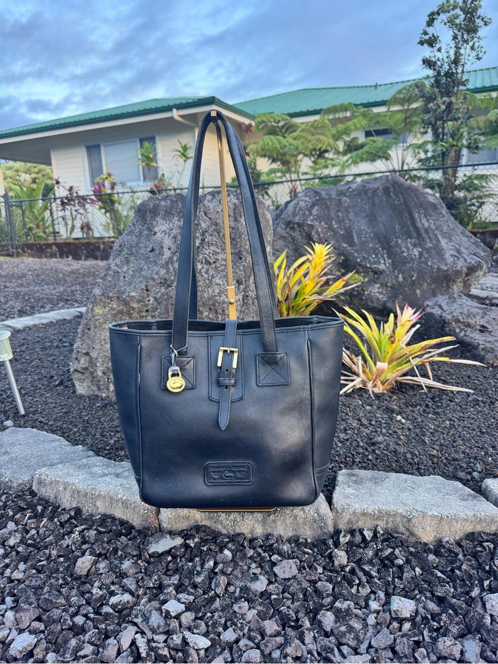 Vintage Dooney & Bourke Black All Weather Leather Tote Made in USA